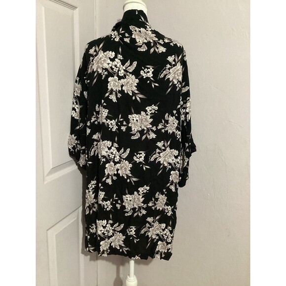 Spiritual Gangster Boho Black White Taupe Floral Maya Tie Front Kimono OS - Picture 5 of 7